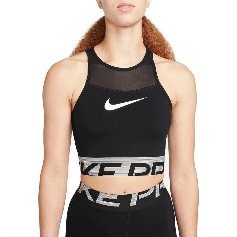 Nike Women's Pro Dri-FIT Cropped Graphic Training Mesh Shirt - size S